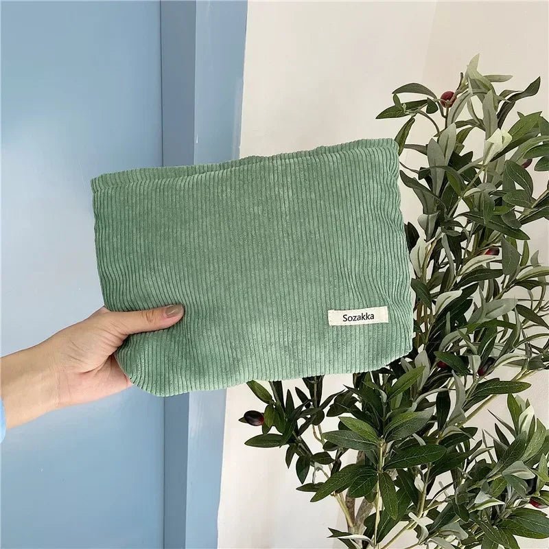 Lady Floral Corduroy Cosmetic Bag Women Handbags Purses Leopard&Plaid Makeup Organizer Storage Makeup Bag Girls Pencil Case Bags - Ageless Woman Wellness