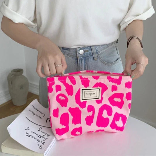 Leopard Print Cosmetic Bag Fashion Daily Clutch Makeup Bag Pouch Large Capacity Travel Toiletry Organizer Cosmetic Storage Bag - Ageless Woman Wellness