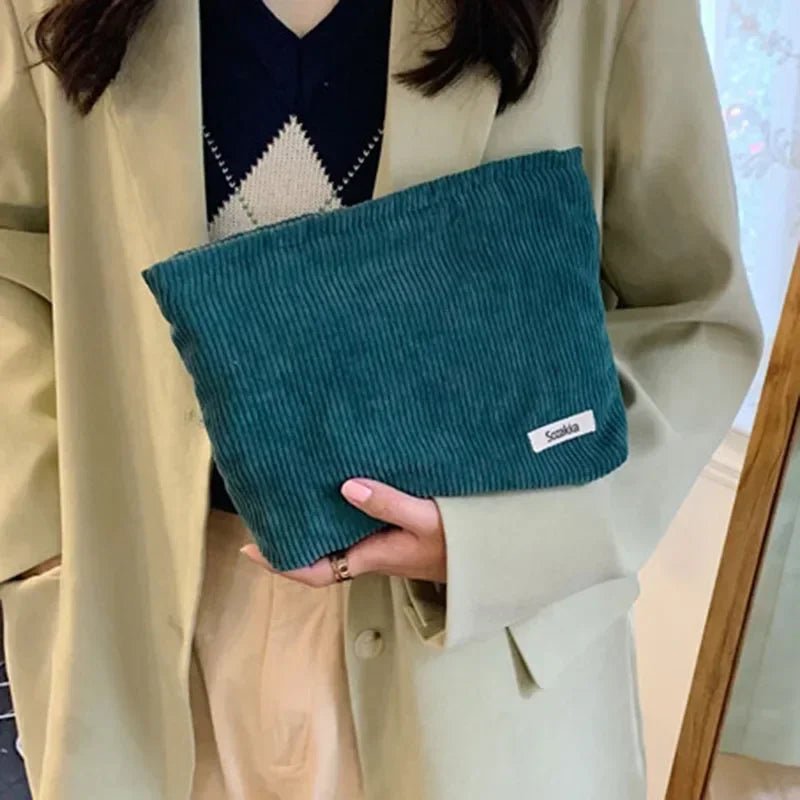 Lady Floral Corduroy Cosmetic Bag Women Handbags Purses Leopard&Plaid Makeup Organizer Storage Makeup Bag Girls Pencil Case Bags - Ageless Woman Wellness