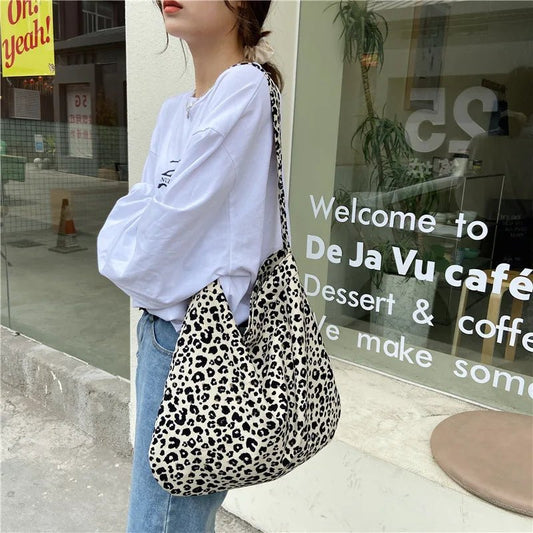 Leopard Print Large Capacity Women's Messenger Bag Vintage Tote Handbag - Ageless Woman Wellness