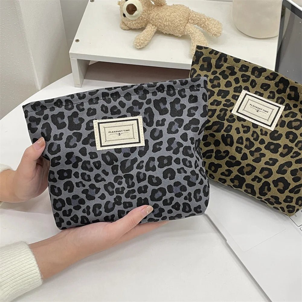 Fashion Leopard Print Makeup Bag Zipper Pouch Large Capacity Portable Toiletries Bag Cosmetic Bag for Women - Ageless Woman Wellness