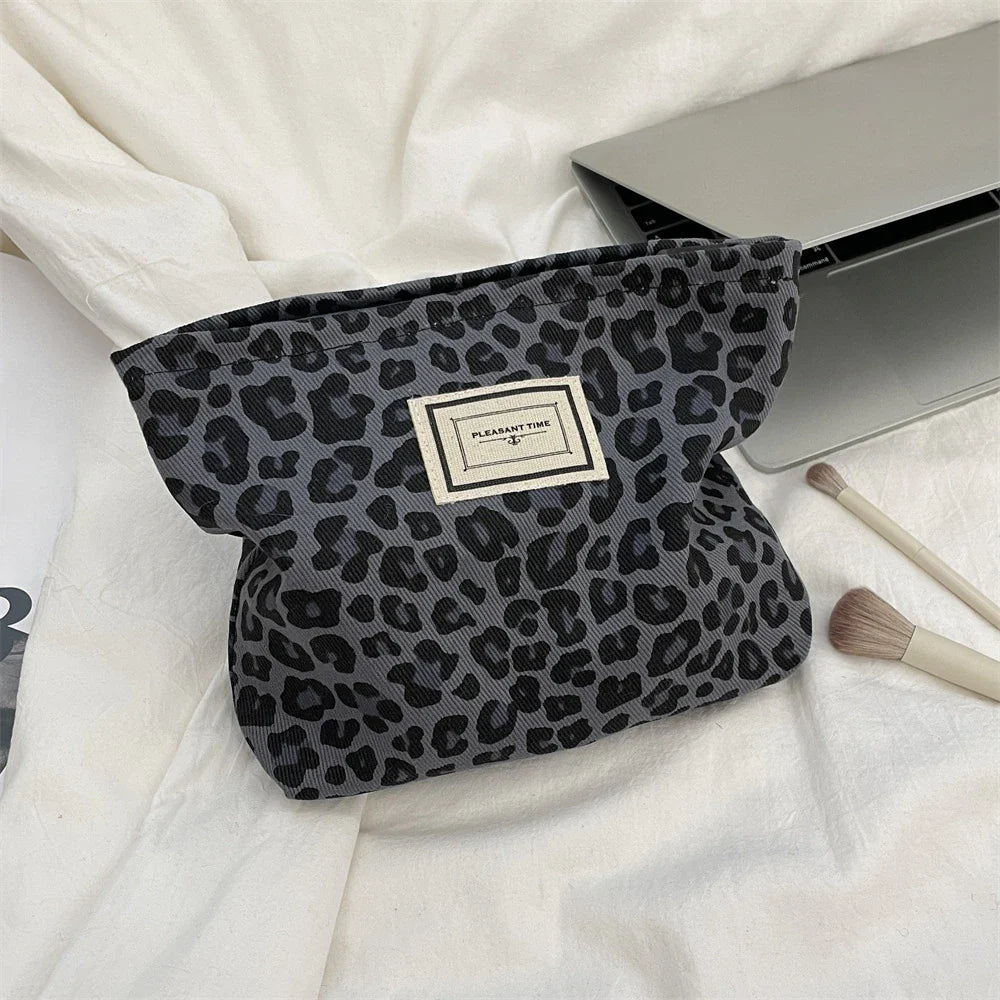 Fashion Leopard Print Makeup Bag Zipper Pouch Large Capacity Portable Toiletries Bag Cosmetic Bag for Women - Ageless Woman Wellness