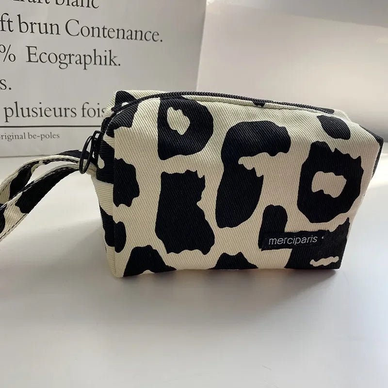 Japanese Style Leopard Cosmetic Bag Women Canvas Handbags Purse Organizer Pencil Case Lipstick Bag Makeup Bags Women Leopard Bag - Ageless Woman Wellness