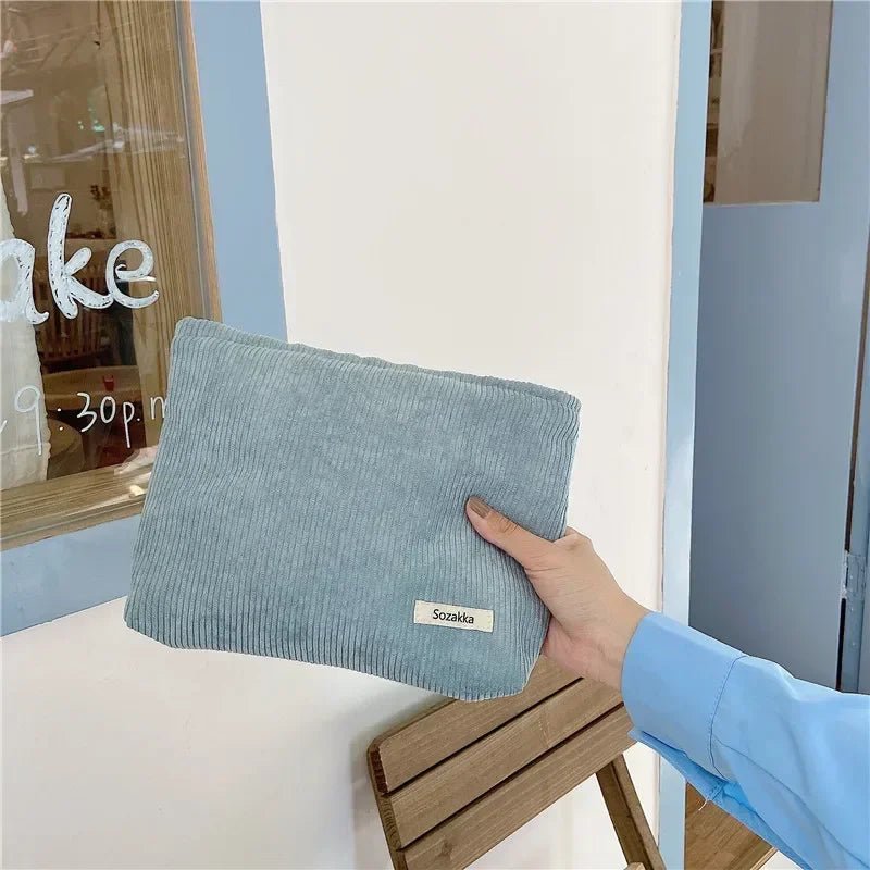 Lady Floral Corduroy Cosmetic Bag Women Handbags Purses Leopard&Plaid Makeup Organizer Storage Makeup Bag Girls Pencil Case Bags - Ageless Woman Wellness