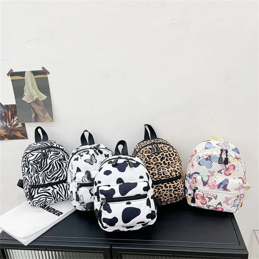 Women's Mini Zebra Leopard Backpack Canvas Rucksack - Ageless Woman Wellness