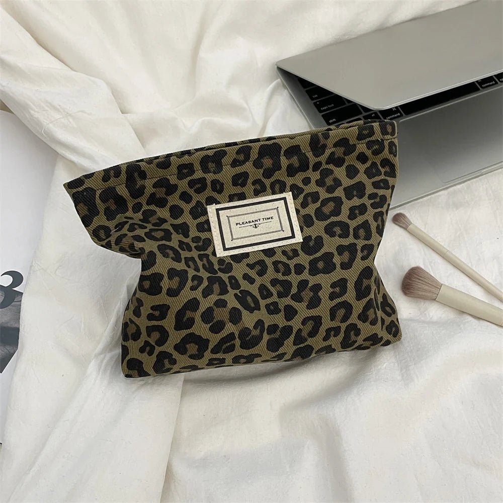 Fashion Leopard Print Makeup Bag Zipper Pouch Large Capacity Portable Toiletries Bag Cosmetic Bag for Women - Ageless Woman Wellness