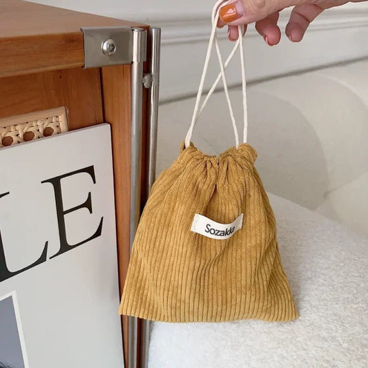 Solid Color Corduroy Drawstring Bag Christmas Gift Candy Jewelry Cosmetics Coins Keys Organizer Packing Bags Storage Bag Pouch - Ageless Woman Wellness