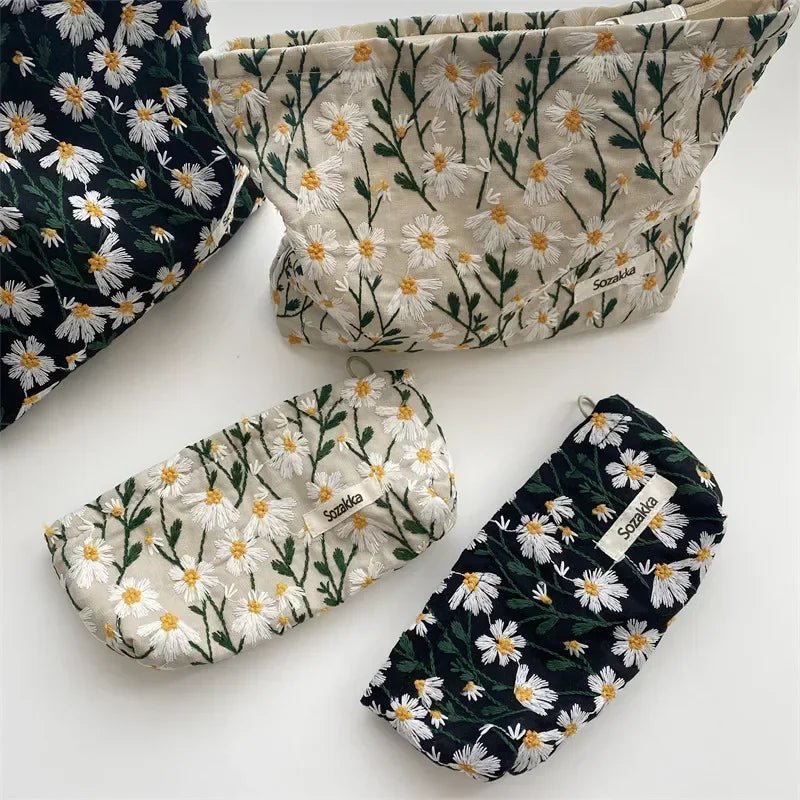 Lady Floral Corduroy Cosmetic Bag Women Handbags Purses Leopard&Plaid Makeup Organizer Storage Makeup Bag Girls Pencil Case Bags - Ageless Woman Wellness