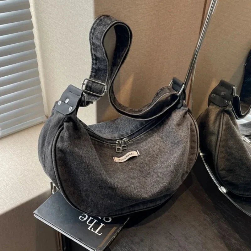 Women Denim Bag Large Capacity Strap Adjustable Crossbody Sling Bag Vintage Messenger Bags Casual Shopper Bags 2025 Shoulder Bag - Ageless Woman Wellness