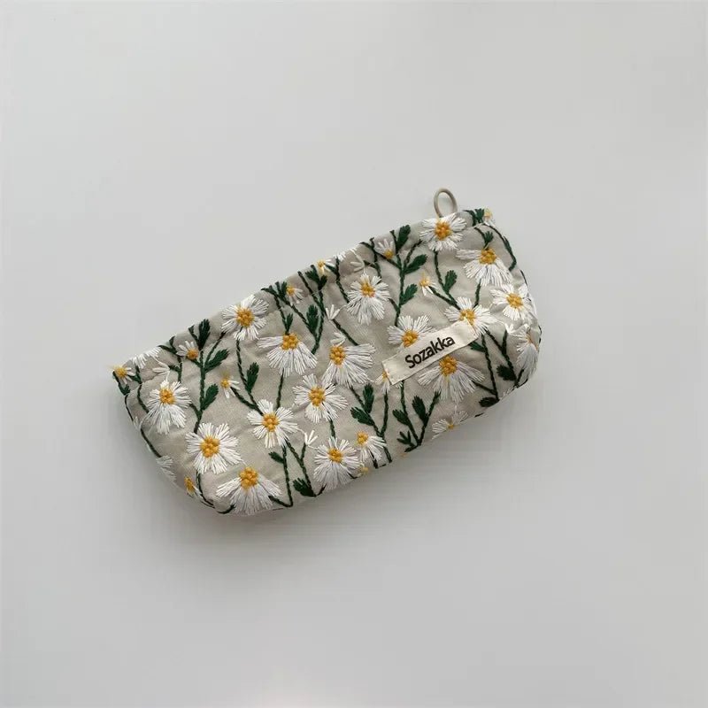 Lady Floral Corduroy Cosmetic Bag Women Handbags Purses Leopard&Plaid Makeup Organizer Storage Makeup Bag Girls Pencil Case Bags - Ageless Woman Wellness