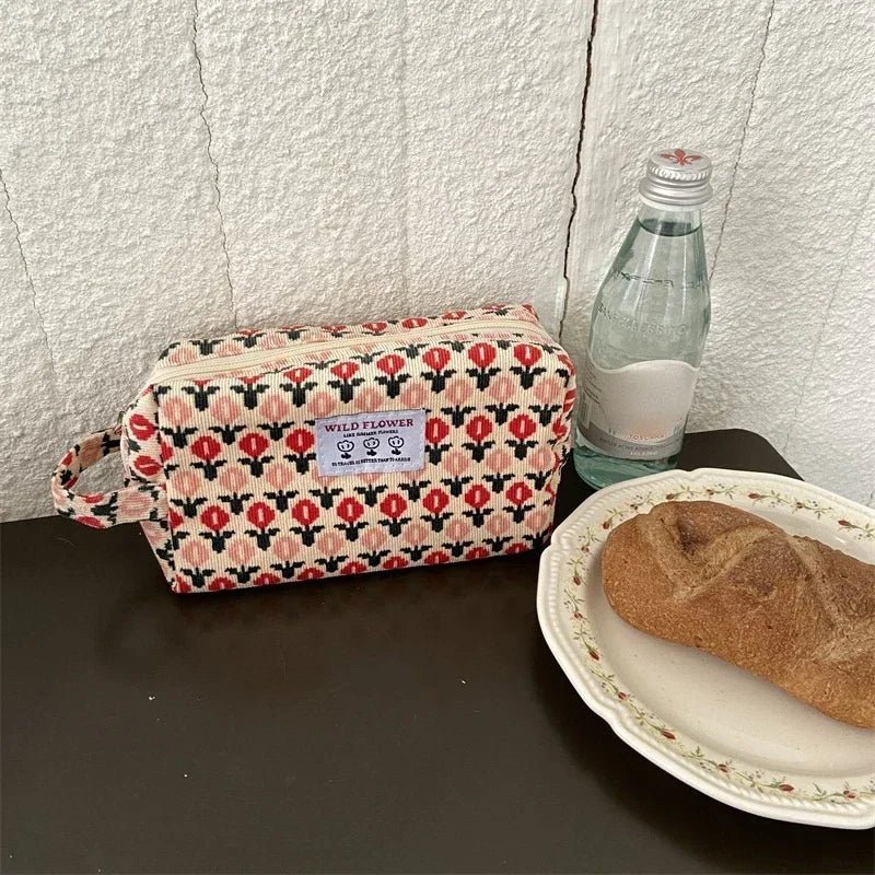 Retro Dots Flowers Leopard Cosmetic Bag Wash Bag Large Capacity Canvas Women Travel Cosmetic Organizer Pouch Make Up Storage Bag - Ageless Woman Wellness