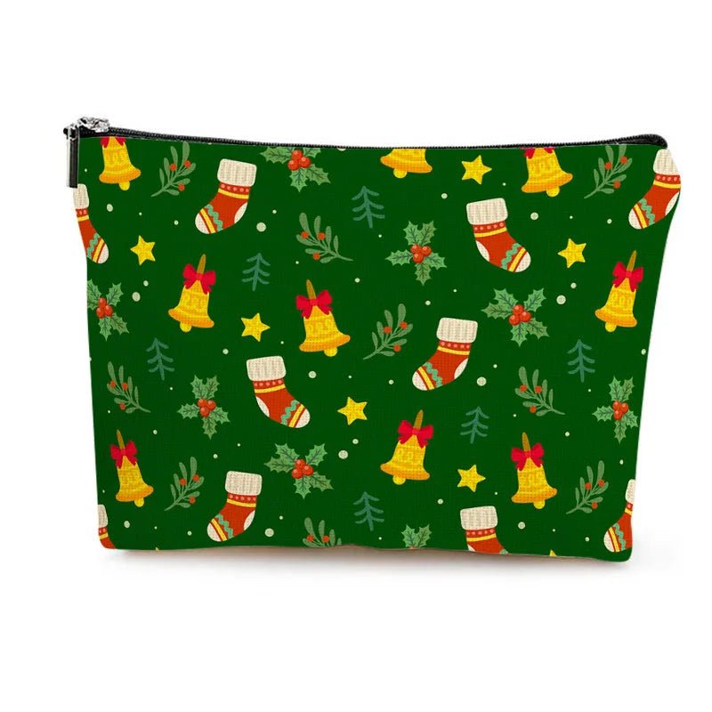 Christmas Cosmetic Bag Cute Socks Bell Pattern Makeup Pouch Travel Toiletry Bag - Ageless Woman Wellness