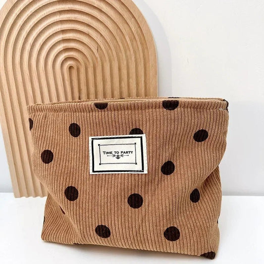 Retro Dots Flowers Leopard Cosmetic Bag Wash Bag Large Capacity Canvas Women Travel Cosmetic Organizer Pouch Make Up Storage Bag - Ageless Woman Wellness