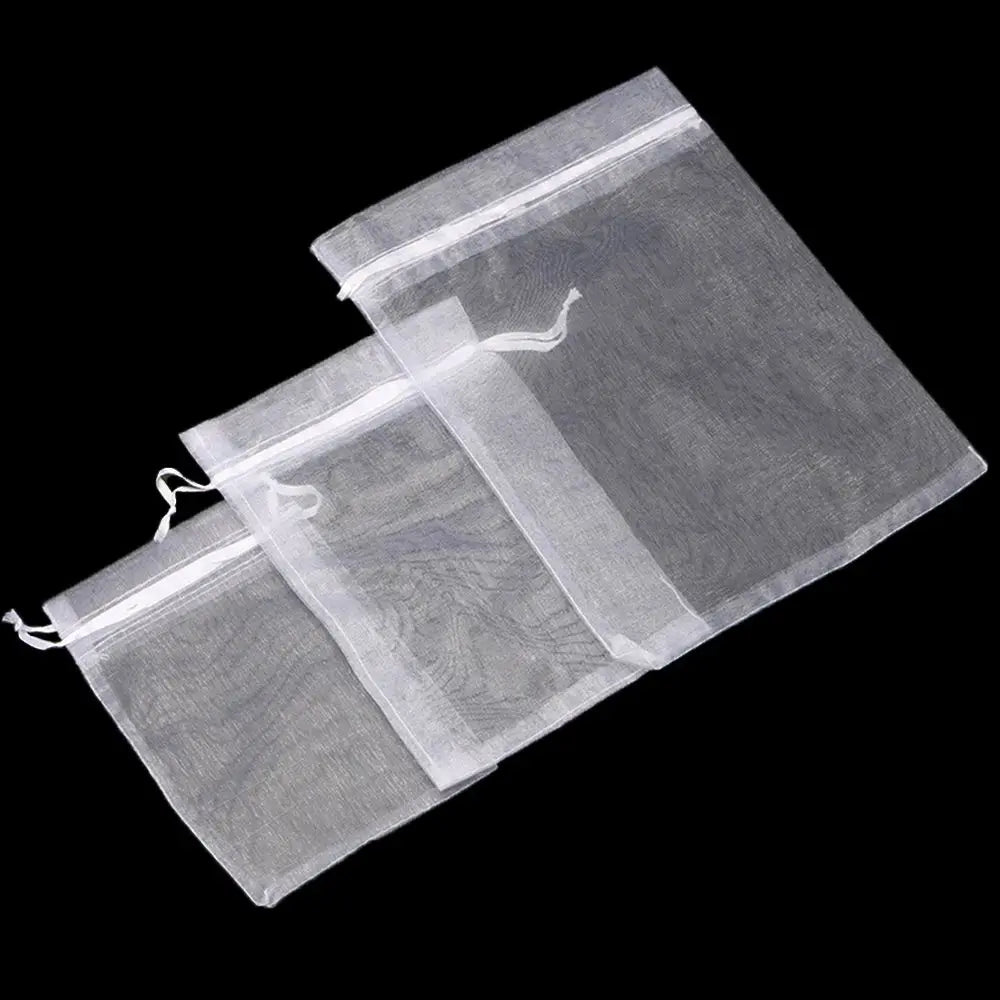 25/50PCS Drawable Christmas Favor Jewelry Packing Drawstring Pocket Gift Bags Organza Gauze Sachet White Pouches - Ageless Woman Wellness