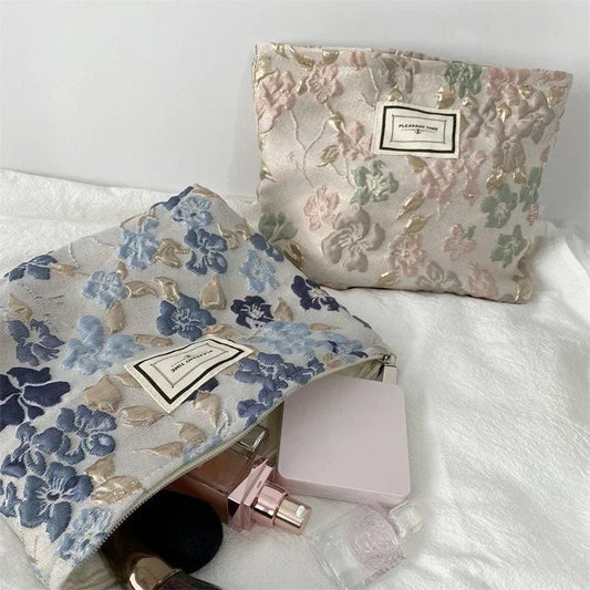 Large Women Leopard Cosmetic Bag Canvas Embroidery Zipper Make Up Bag Travel Washing Makeup Organizer Beauty Case - Ageless Woman Wellness