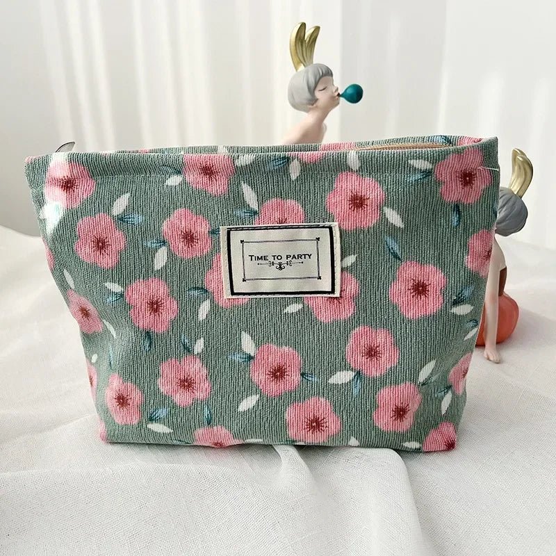 Retro Dots Flowers Leopard Cosmetic Bag Wash Bag Large Capacity Canvas Women Travel Cosmetic Organizer Pouch Make Up Storage Bag - Ageless Woman Wellness