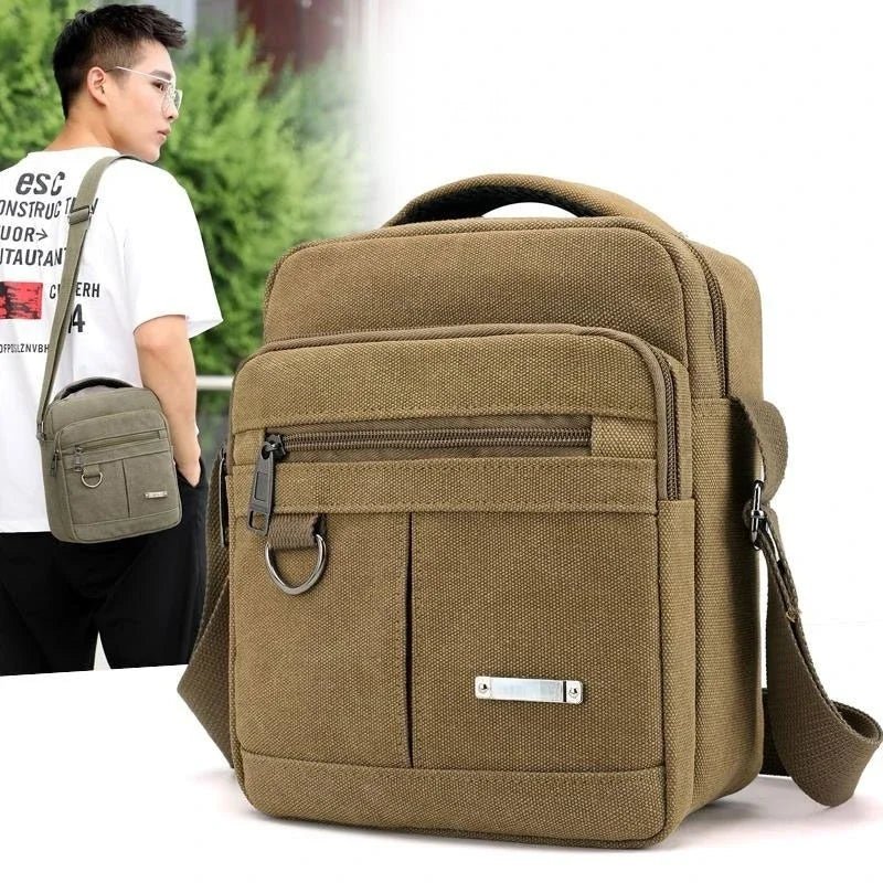 Men's Canvas Messenger Bag - Travel Shoulder Bag Handbag - Ageless Woman Wellness
