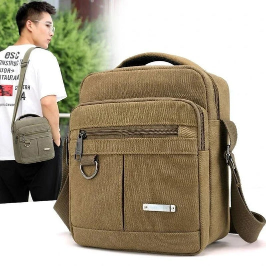 Men's Canvas Messenger Bag - Travel Shoulder Bag Handbag - Ageless Woman Wellness