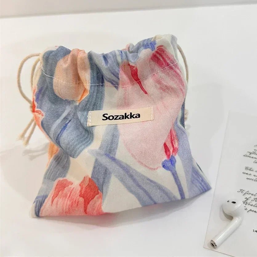 Leopard Print Drawstring Cosmetic Bags Fashion Girl Coin Bags Purse Keys Earphone Lipstick Toiletry Makeup Organizer Pocket Bags - Ageless Woman Wellness