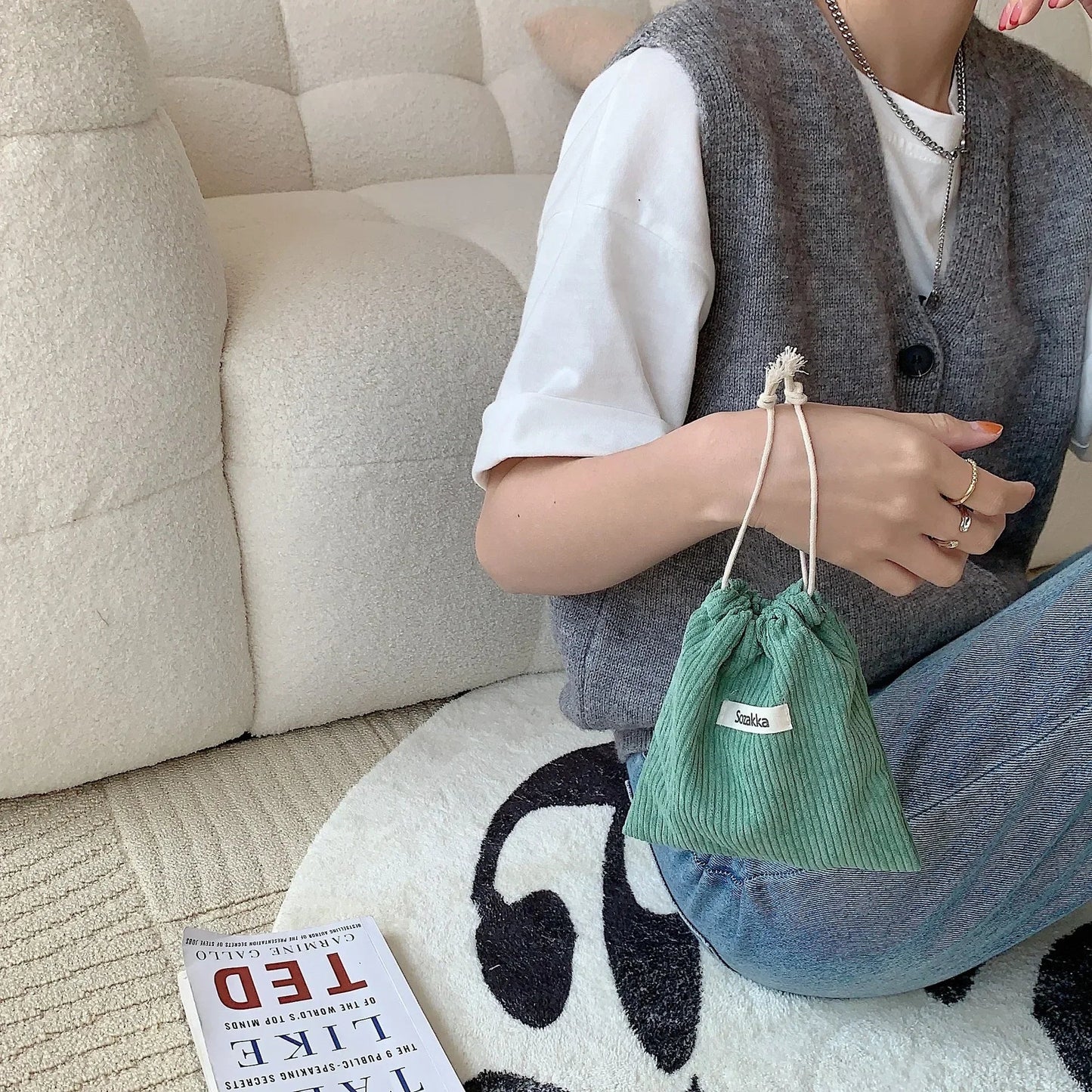 1pcs Solid Color Drawstring Cosmetic Bag Travel Cosmetic Lipstick Candy Organizer Pouch Christmas Gift Packaging Bag Storage Bag - Ageless Woman Wellness