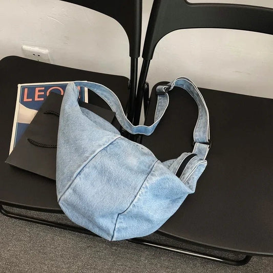 Canvas Large Shoulder Bag - High Capacity Denim Crossbody Messenger Bag - Ageless Woman Wellness