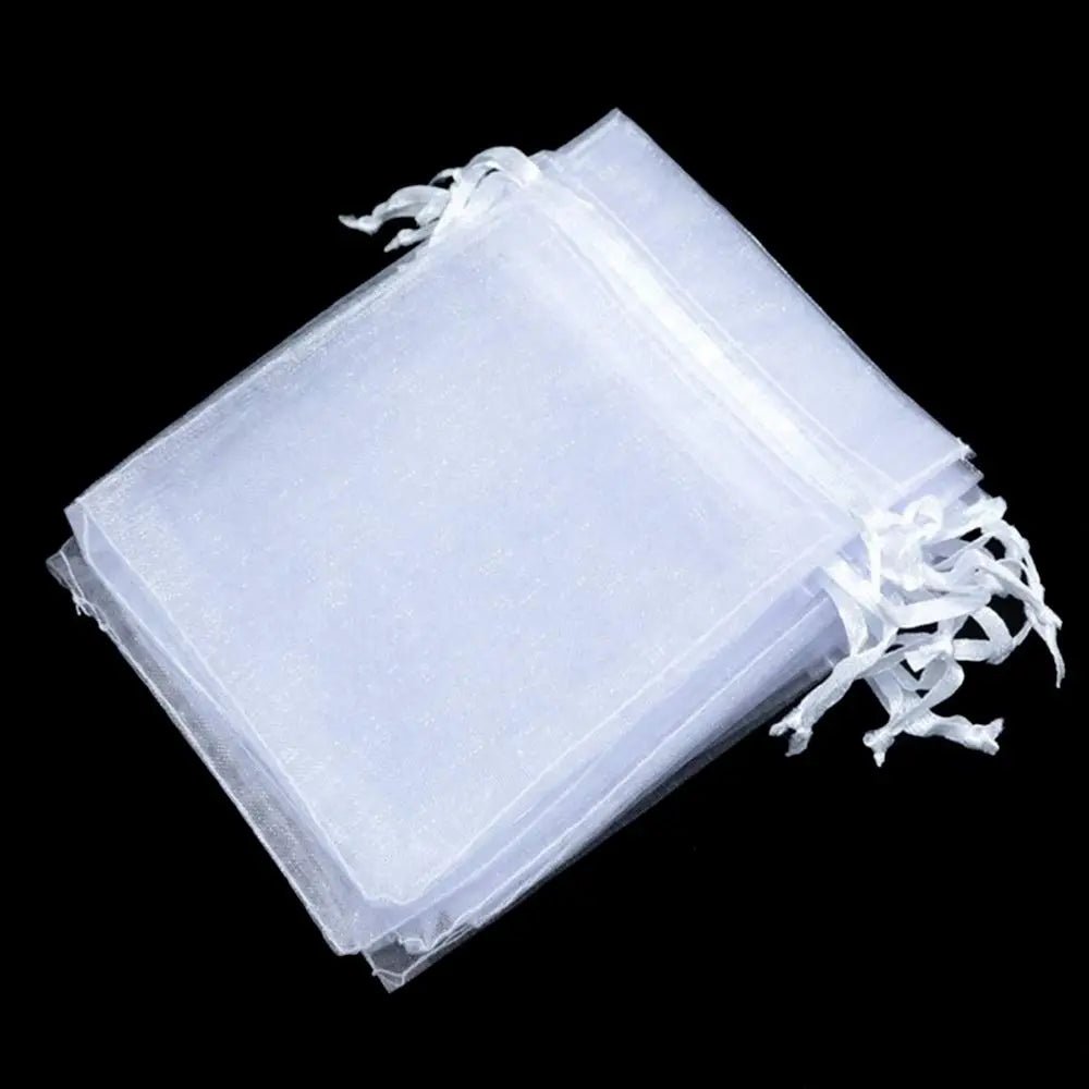 25/50PCS Drawable Christmas Favor Jewelry Packing Drawstring Pocket Gift Bags Organza Gauze Sachet White Pouches - Ageless Woman Wellness
