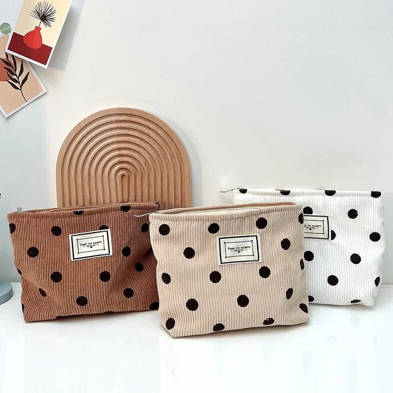 Retro Dots Flowers Leopard Cosmetic Bag Wash Bag Large Capacity Canvas Women Travel Cosmetic Organizer Pouch Make Up Storage Bag - Ageless Woman Wellness