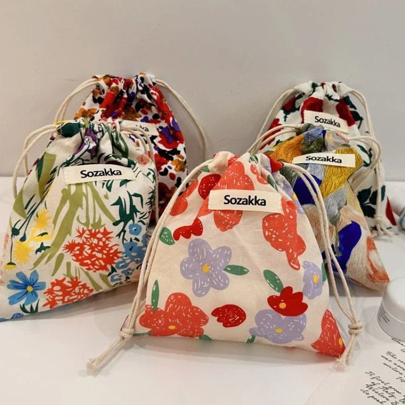 Leopard Print Drawstring Cosmetic Bags Fashion Girl Coin Bags Purse Keys Earphone Lipstick Toiletry Makeup Organizer Pocket Bags - Ageless Woman Wellness