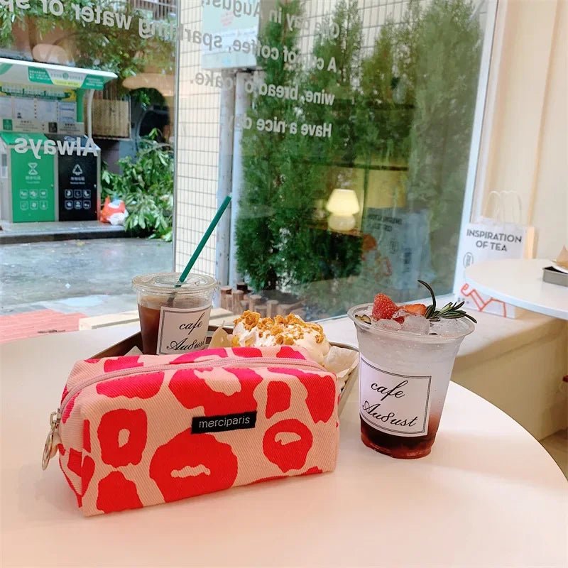 Japanese Style Leopard Cosmetic Bag Women Canvas Handbags Purse Organizer Pencil Case Lipstick Bag Makeup Bags Women Leopard Bag - Ageless Woman Wellness