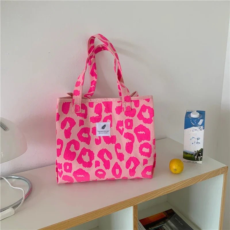 Pink Leopard Print Large Capacity Tote Bag - Ageless Woman Wellness