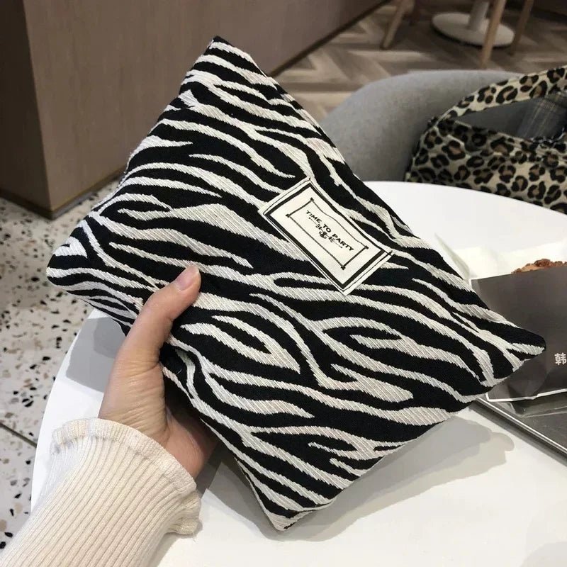 Fashion Women Leopard Cosmetic Bag Zipper Makeup Bag Pouch Canvas Lady Make Up Bag Travel Organizer Washing Makeup Beauty Case - Ageless Woman Wellness