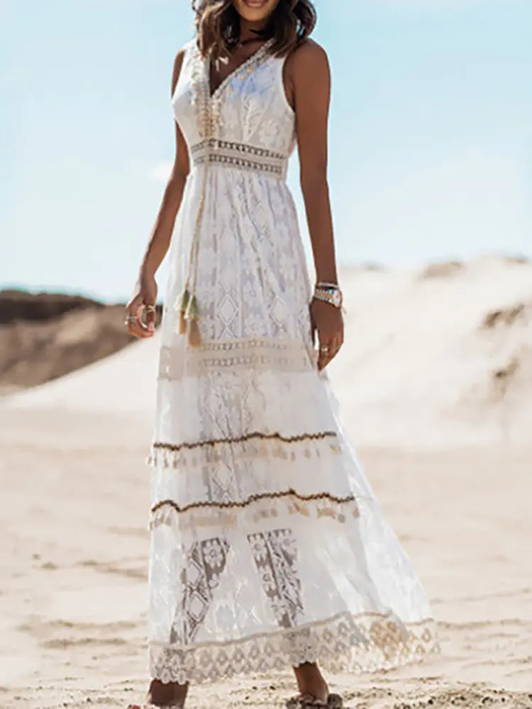 Boho Glow Lace Dress - Free-Spirited Elegance