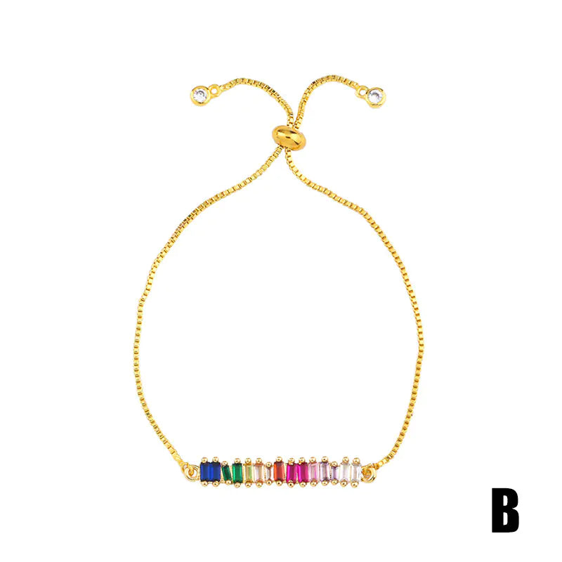 Colorful Crystal and Zirconia Bracelet (Pull Chain)