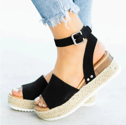 Wedge Espadrille Sandals with Leopard Print Design