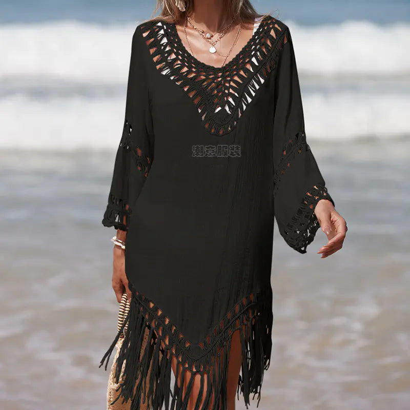 Color Block Sheer Long Sleeve Sun Protection Cover-Up