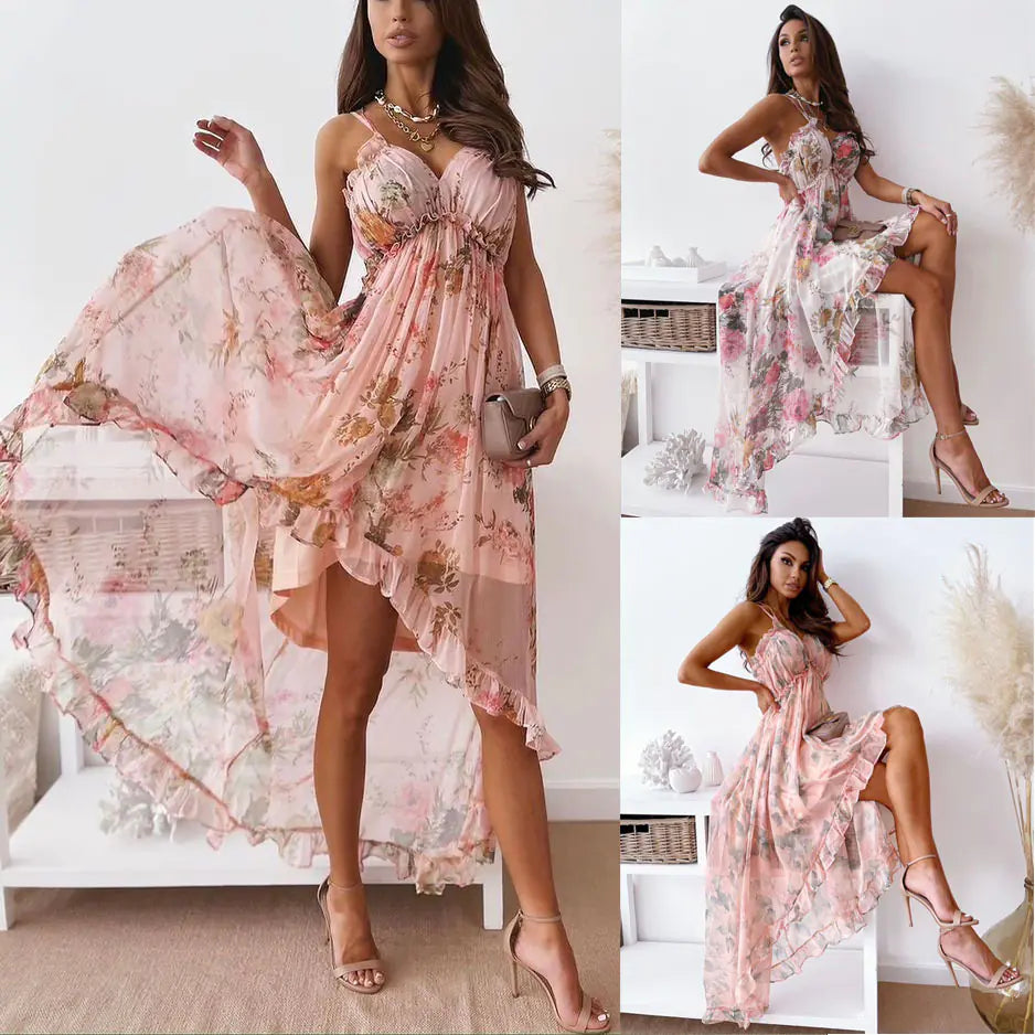 Bohemian Summer Loose Chiffon Suspender Dress for Women