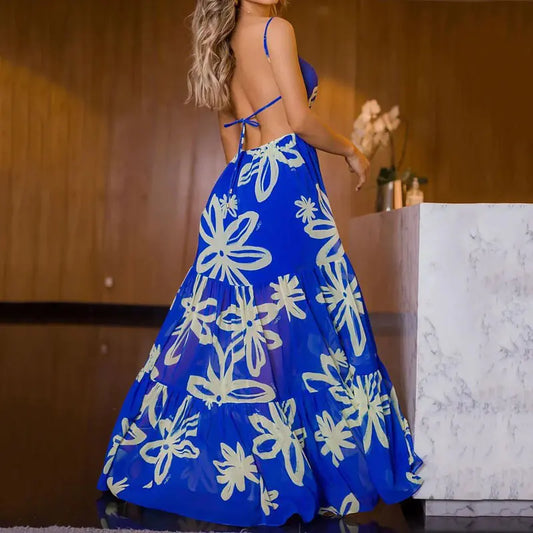 2023 Summer Fashion Sexy Backless Print Dress
