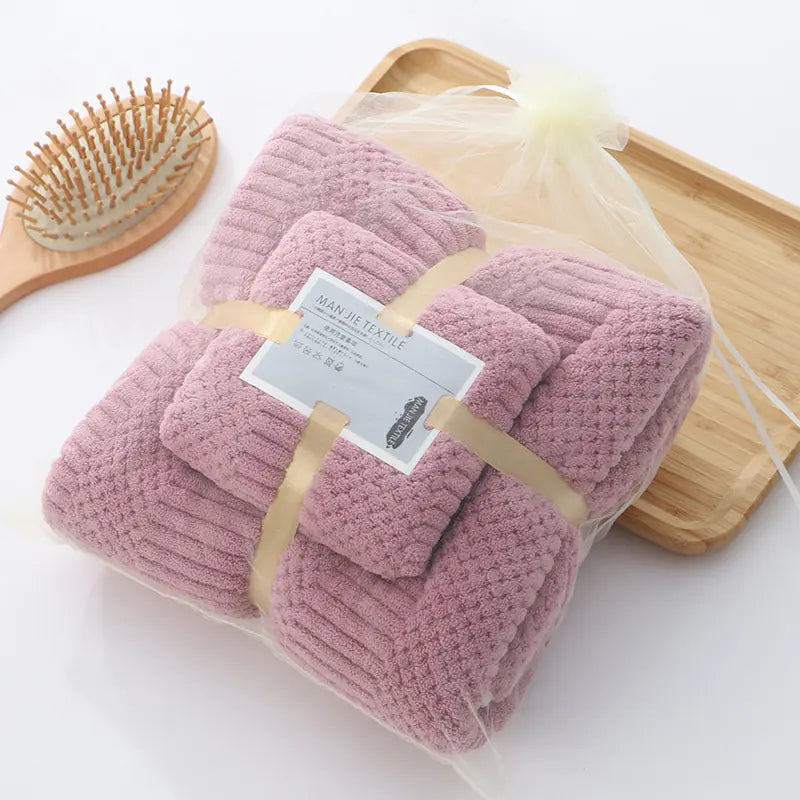 Coral Fleece Absorbent Towel Set