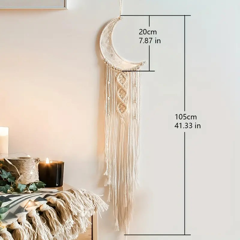 Boho Hand Woven Moon Dream Catcher 7.87x41.33in