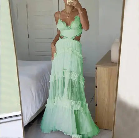 2023 Fall Sexy Lace Sheer Hole Slip Dress for Home