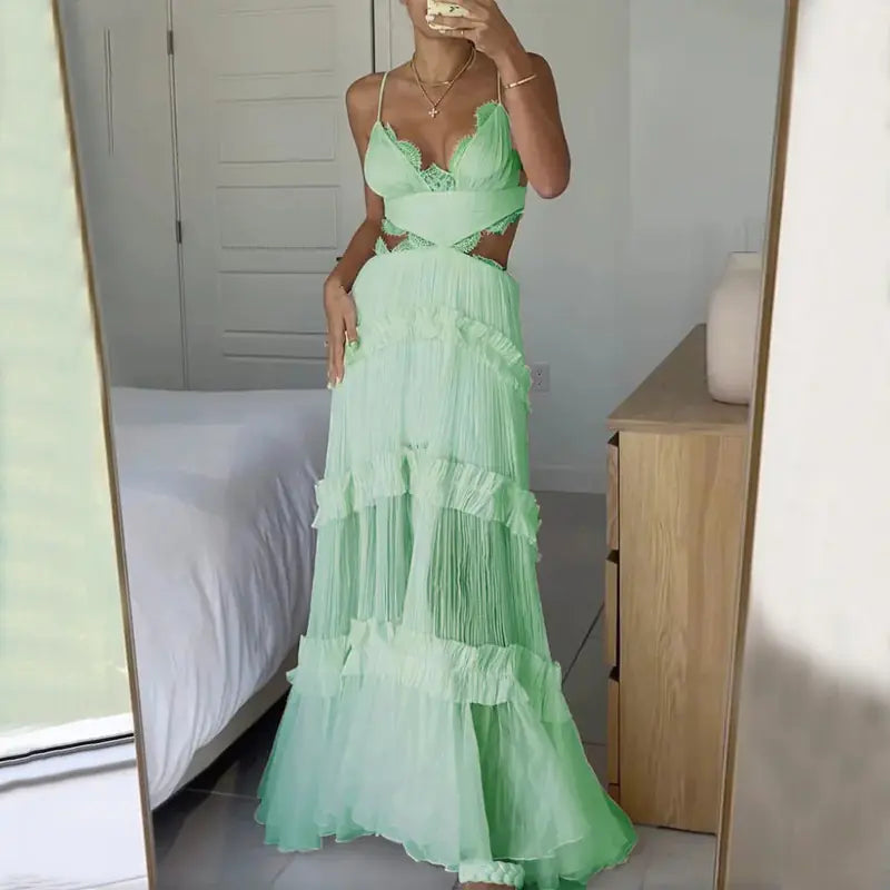 2023 Fall Sexy Lace Sheer Hole Slip Dress for Home