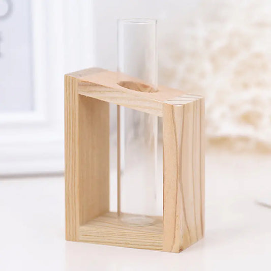 Fresh Style Wooden Hydroponic Glass Vase Decor