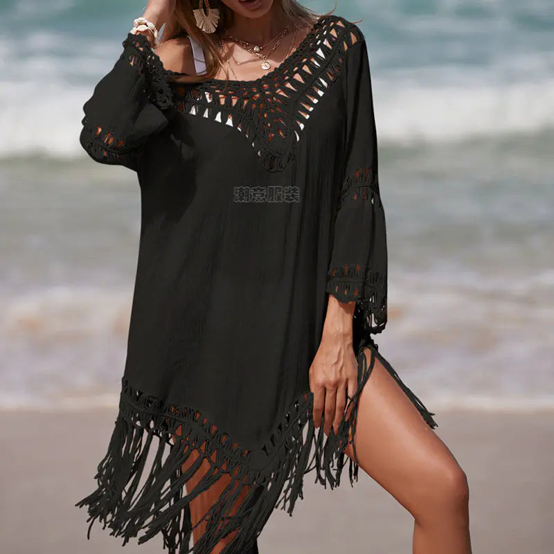 Color Block Sheer Long Sleeve Sun Protection Cover-Up