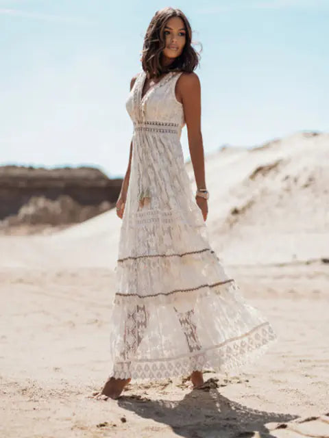 Boho Glow Lace Dress - Free-Spirited Elegance