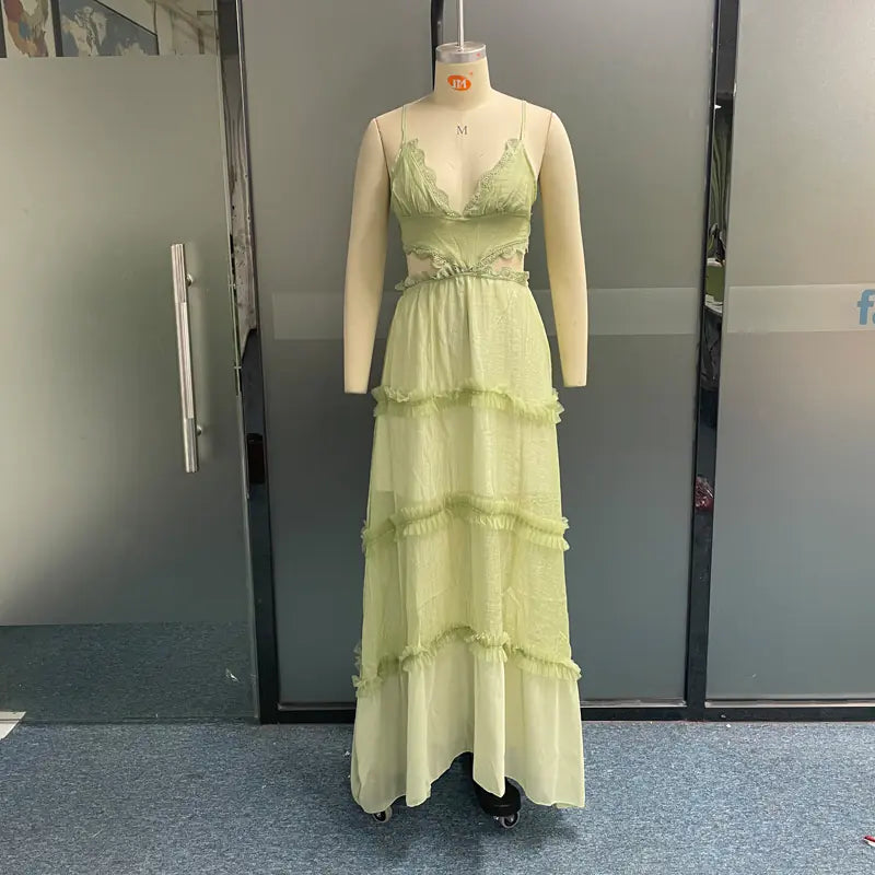 2023 Fall Sexy Lace Sheer Hole Slip Dress for Home